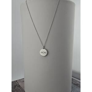 Sterling Silver Mom Round Pendant Necklace, 18"